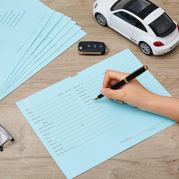 120 Pcs 9 x 12 In Vehicle Dealer Jackets for Car Sales 32lb Colored Printed Deal Envelopes Dealership Supplies File Jackets Automotive Folders for Car Dealerships(Baby Blue)