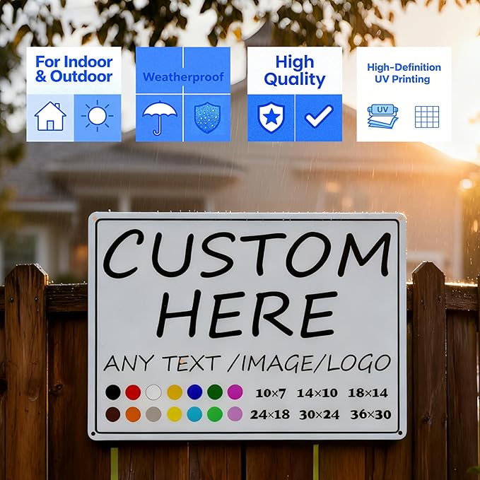 Custom Sign for Business-18×14inches-Indoor/Outdoor use,Weatherproof, 0.04 inches thick quality aluminum,for Street, underground parking