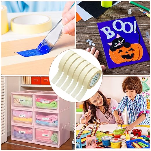 Fainne Masking Tape Bulk General Purpose Masking Painting Tape 55 Yards for Painting Home Office School Stationery Arts Crafts Basic Use, Easy Removal(45 Rolls,1 Inch)