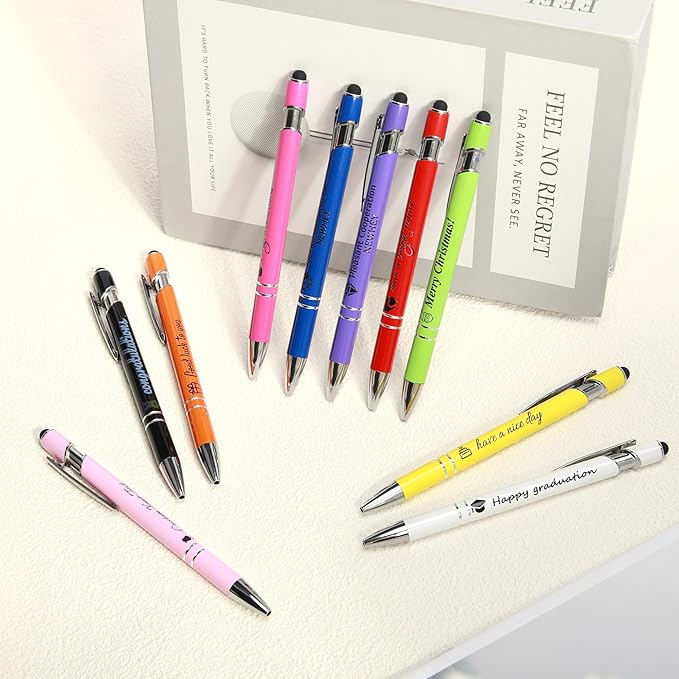 ENOMY Personalized Pens Bulk Free Engraved with Logo/Name/Message Black Ink Custom Pens Customized Stylus Ballpoint Pens Ideal Gifts for Business Anniversary (20)