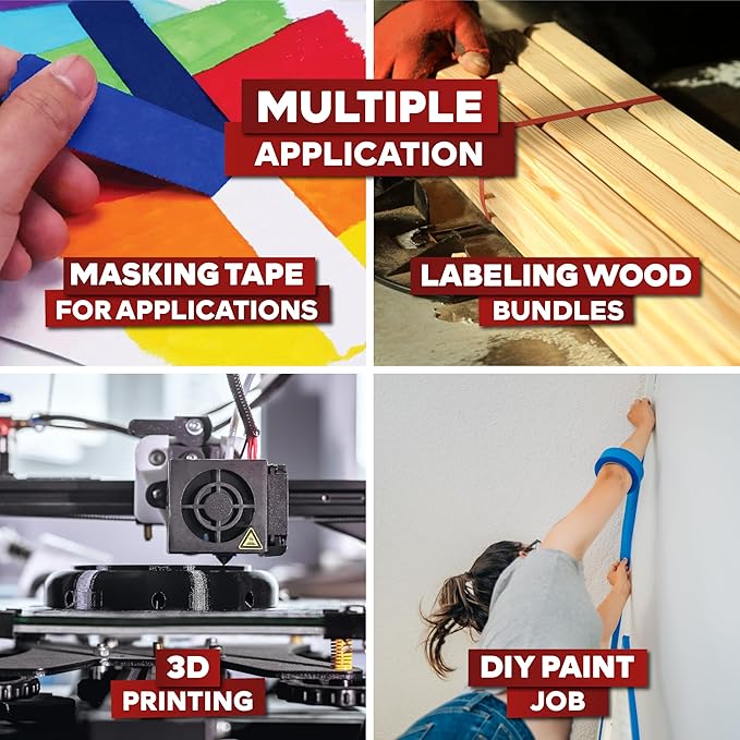 XFasten Blue Painters Tape 1 Inch Wide x 6,480 Feet 36-Pack Bulk UV Residue-Free Blue Masking Tape for Clean Lines, Indoor and Outdoor Multi-Surface Use - Sharp Paint Lines for Walls, Easy Removal