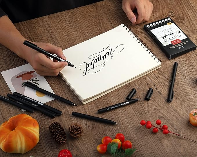 Brusarth Calligraphy Pens,8 Size Calligraphy Pens for Writing,Brush Pens Calligraphy Set for Beginners, Hand Lettering Pens