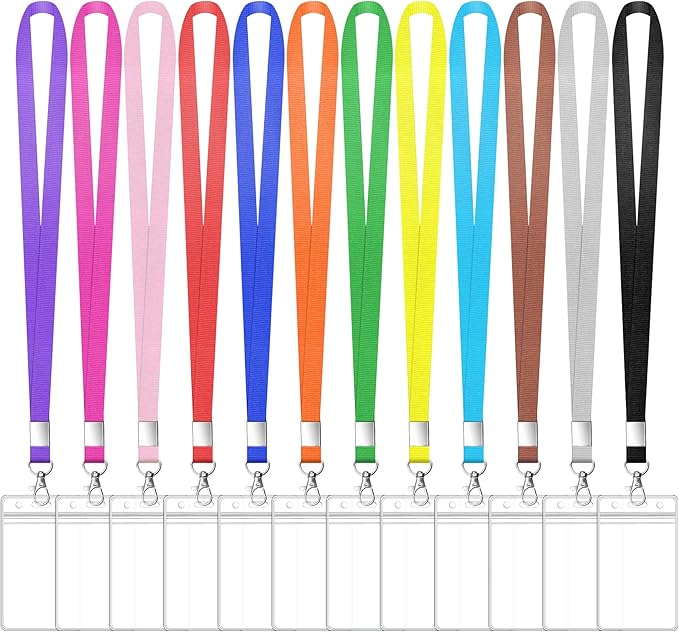 12 Pack Cruise Lanyard with ID Card Holder Colorful Lanyard with Waterproof ID Badge Holder (12 Colors)