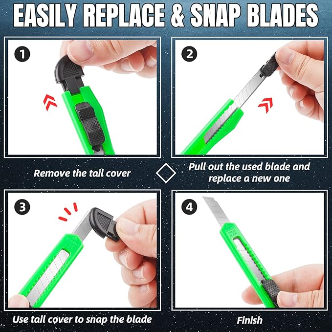 TIFICAL 18 Pack Box Cutter, Utility Knife with 9MM Snap-Off Blade, Lightweight Razor Knife for Home, Office, Crafts, Box Cutter Knife Exacto Knife Perfect for Boxes, Carton, Cardboard