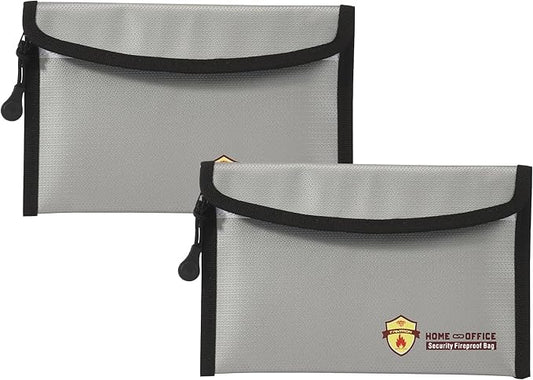 2 Pack Small Fireproof Bag (5 x 8 inches), Non-itchy Fireproof Wallet Bag for Valuables, Jewelry, Cash, Passport, Invoice, Currency & Keys