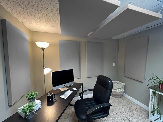 ATS Acoustics Home Office Residential Acoustic Treatment Room Kit Sound Absorbing Acoustic Panel 6 Pack for 50-100 Sq Ft (Warm Grey)