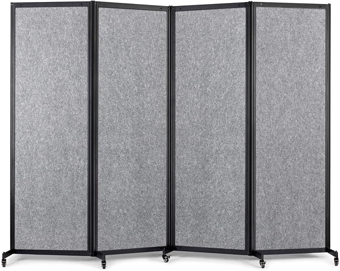 Strongbird Room Partition,Office Divider,Portable Commercial Screen Dividers,Privacy Partition Separator,Classroom School Dividers, 8'5"L* 6'7"H,4 Panel,Light Grey