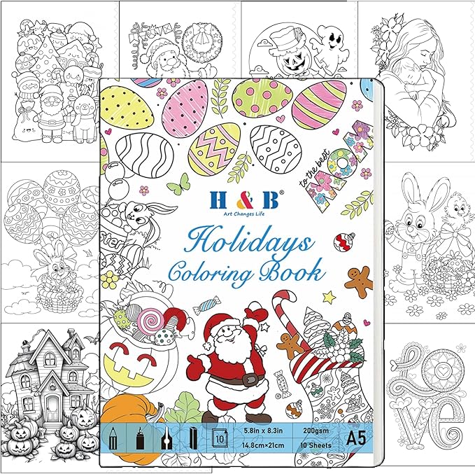 H & B Art Supplies, 120Pack Drawing Supplies for Adults, Color Kit with Holiday Drawing Book, Coloring Book, Oil-Based Coloured Pencils for Artists