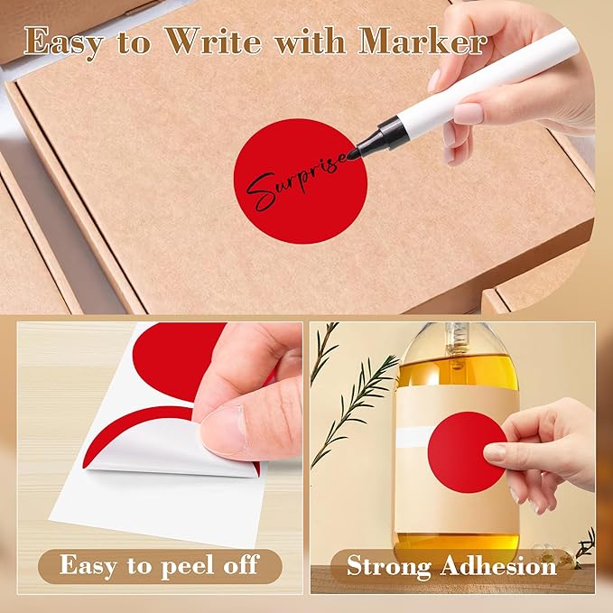 2 Inch Color Coding Round Labels (2000Pcs, 4 Rolls) - Round Colored Dot Stickers for Inventory, Pantry, Warehouse Organization - Red Circle Dot Labels