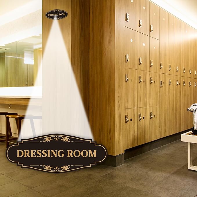 Dressing Room Sign for Door，Self-Adhesive Waterproof Vinyl Vintage Changing Room Signage Sticker, Fitting Room Decor for Home, Business, Shop, Theaters, Clothing Stores, Gyms, Hotels