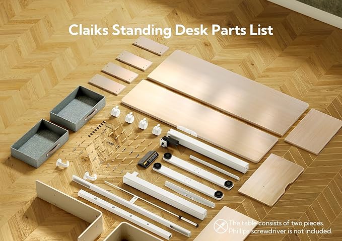 Claiks Standing Desk with Drawers, Adjustable Stand Up Electric Standing Desk Adjustable Height with Storage Shelf and Splice Board, 59 Inch, Natural