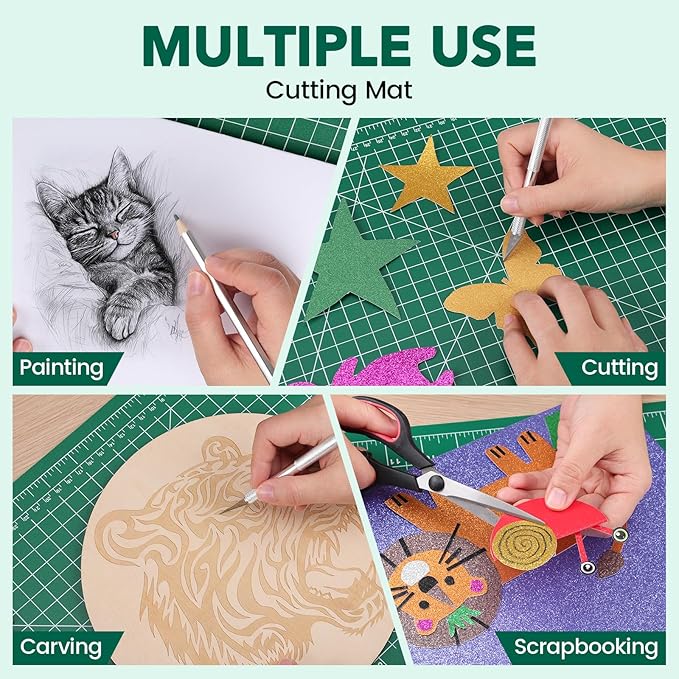 CLOYAN Cutting Mat 12"x18", 1 Pack Double-Sided 5-Ply Self Healing Sewing Cutting Mat, Cutting Mats Board for Crafts-Sewing, Fabric, Quilting, Scrapbooking Project