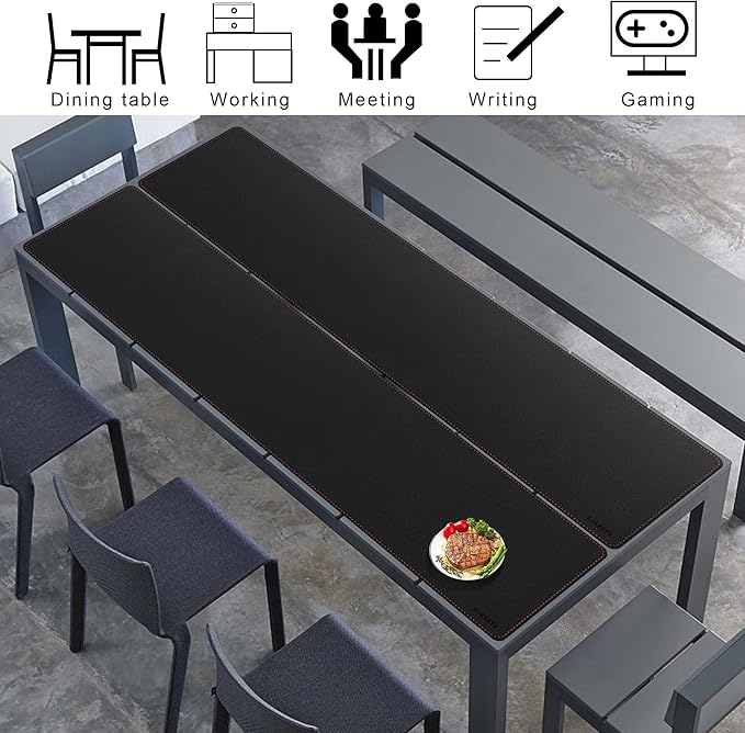 ZORESYN Extra Large Desk Mat (70.9 "x15.8) - PU Leather Multipurpose Table Pad for Dining Table, Coffee Table, Office & Home - Waterproof Desk Mat for Keyboard, Mouse, and Writing (Black)