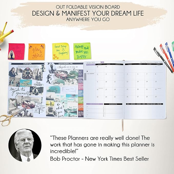 Law of Attraction Planner 2026 Deluxe with Productivity App | Weekly & Monthly Goal-Setting Planner, Life & Gratitude Journal | Include Foldable Vision Board, Gift Box & Stickers