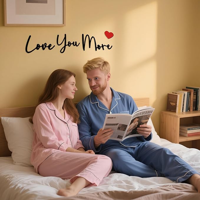 Love You More Wood Sign Home Decor Boho Decor Wall Decor Express Love and Warm for Your Family Lovers Wall Art Gift Hallway Entryway Door Farmhouse Valentine Decors Bedroom Above Bed Topper Decoration