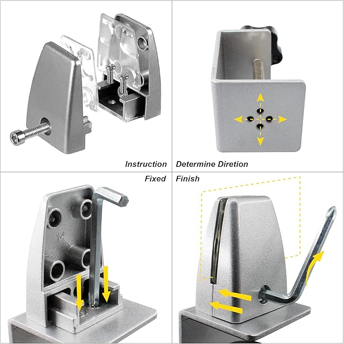 Sneeze Guard Support Clamp Partition Aluminum Adjustable Partition Support Acrylic Desk Divider Shield Privacy Panel Clamp For Clear Shield