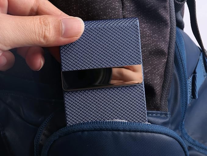 DMFLY Business Card Holder for Women & Men - Multi Card Case, Business & Pocket Card Holder, Credit & Name Card Wallet with Magnetic Closure, Blue-zs