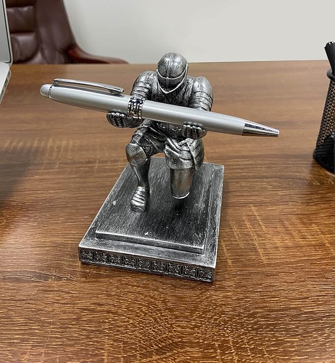 Ofiedx Executive Knight Pen Holder with a Pen Personalized Desk Accessories Decor Home Office Cool Pen Stand Iron
