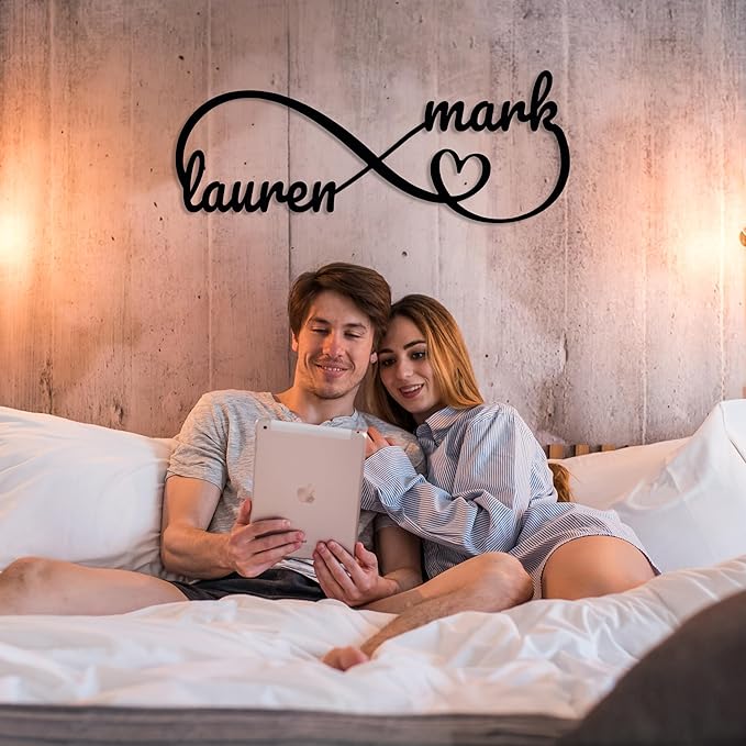 Personalized Valentines Metal Wall Sign, Custom Infinity Heart Love Couple Name Sign, Valentine's Wedding Gifts for Couples, Metal Engagement Sign, Home DecoratioN, Gift for Anniversary