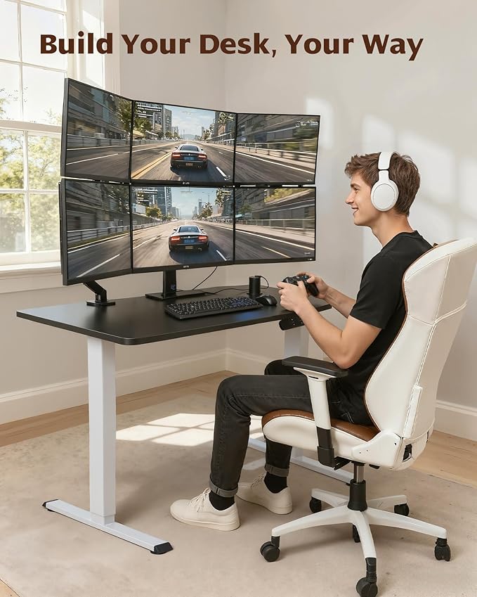 TOPSKY Dual Motor Electric Adjustable Standing for up to 70.8”x31.5” Table Tops, 225 lbs Weight Capacity, Computer Desk for Home and Office (White Frame only)
