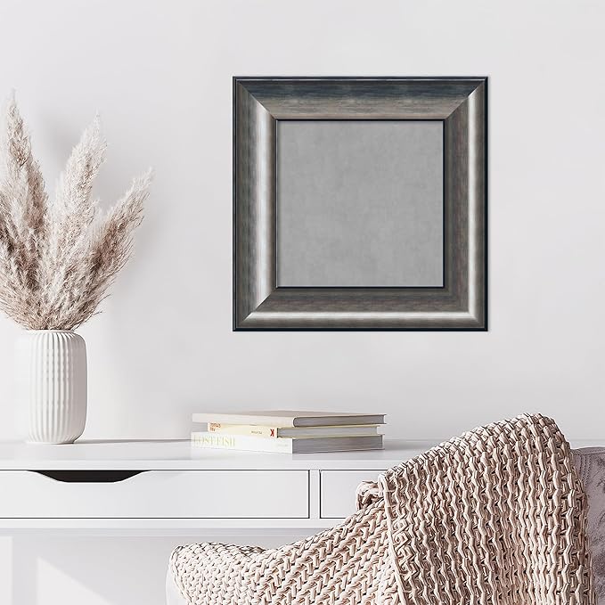 Amanti Art Silver Framed Magnetic Board 18x18 X-Small Vision Board for use with Magnets, 100% Metal Sheet to Display Items as Office Decor or for Home Organization in mudroom, Kitchen or Kids Room