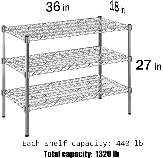 Regal Altair 18" Deep x 36" Wide x 27" Height Wire Shelving Kit | 3-Tier | NSF Commercial Storage Rack Unit
