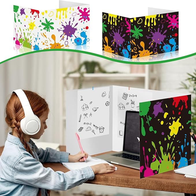 Cinrobiye 24 Pcs Inspirational Privacy Folders Standard for Students Cardboard Shields Test Privacy Boards Motivational Words Desk Dividers Shield for Classroom School Study Supplies (Ink)