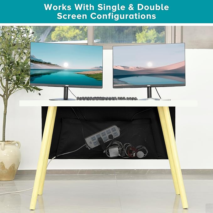 Under Desk Privacy Panel 39 in. Wide Modesty Panel For Desk - 17 in. Tall Black Faux Leather Desk Skirt for Office Desk with Cable Management Net, Perfect for 40 in. Work Station