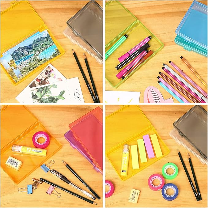 Photo Storage Box 4x6, 18 Inner Photo Case Large Photo Organizer Acid-Free Photo Box Storage Photo Keeper Photo Storage Case, Plastic Craft Storage Box for Photo Stickers Stamps Seeds (9 Colors)