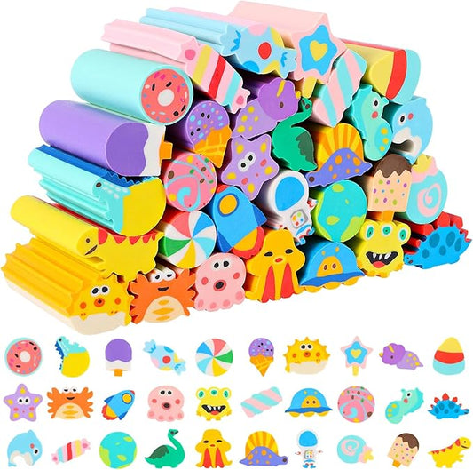 24 Pcs Cute Retractable Eraser for Pencils Cute School Supplies Kawaii Erasers for Kids Fun Cartoon Erasers Back to School Supplies Kid Party Favors Gift (Style 5)