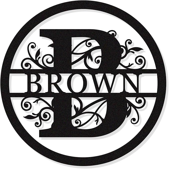 Personalized Round Metal Monogram Sign, Custom Family Last Name Decor, Initial Letter Wall Art Plaque, Unique Indoor Outdoor Housewarming Wedding Gift