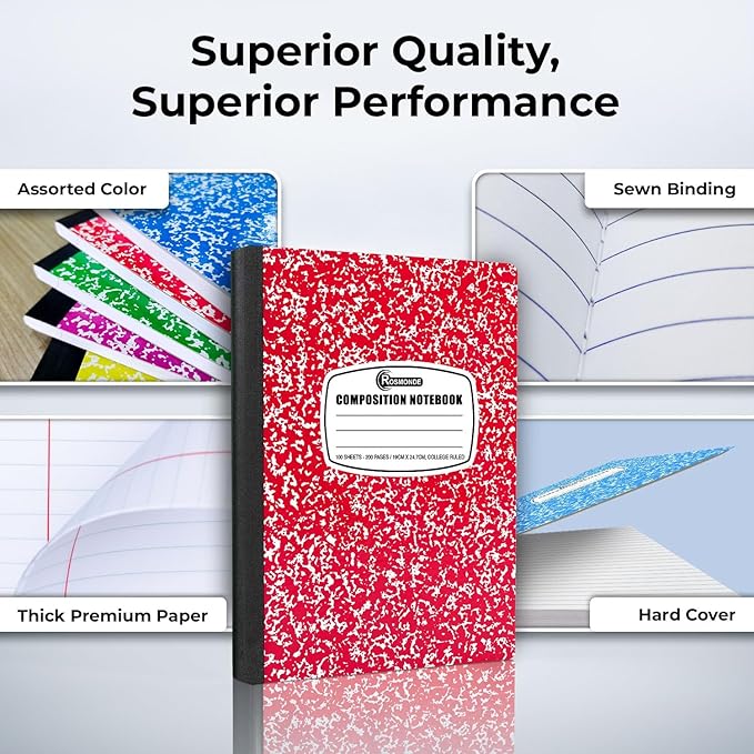 Rosmonde 5000 Pack (Pallet) Composition Notebooks Bulk, College Ruled, Jumbo Pallet of Composition Notebooks, 200 Pages (100 Sheets), 9-3/4 x 7-1/2, Bulk for School Districts, 4-7 Days Transit