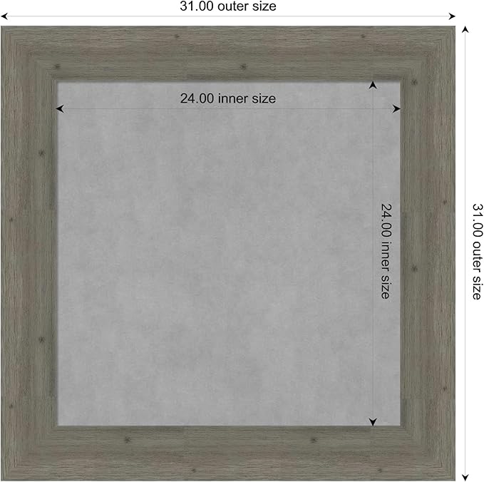 Amanti Art Grey Framed Magnetic Board 31x31 Medium Vision Board for use with Magnets, 100% Metal Sheet to Display Items as Office Decor or for Home Organization in mudroom, Kitchen or Kids Room