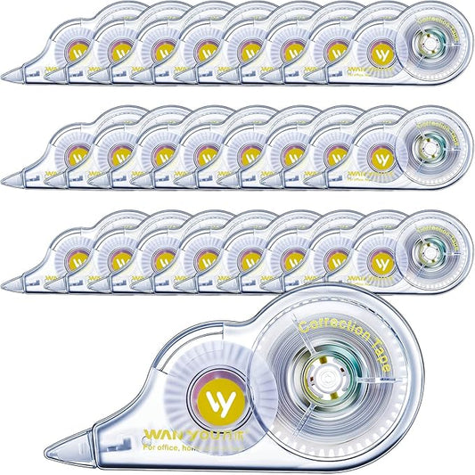 Lewtemi 60 Pcs White Correction Tape Bulk, 39.4 ft Wrong out Tear Resistant Tape Easy to Use Applicator for Office School Teachers Note Taking Journal Scrapbooking Home Supplies