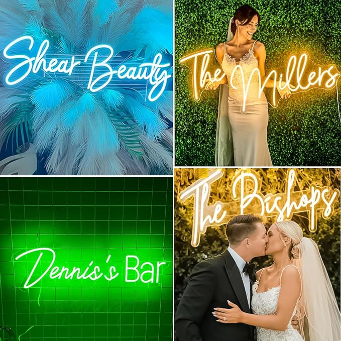 CIONAOR Custom Neon Sign, Custom LED Neon Sign Customizable for Wedding Bar Salon Beauty Business Light Up Name Sign, Personalized Neon Light Suitable for Events Birthday Gifts Decorations
