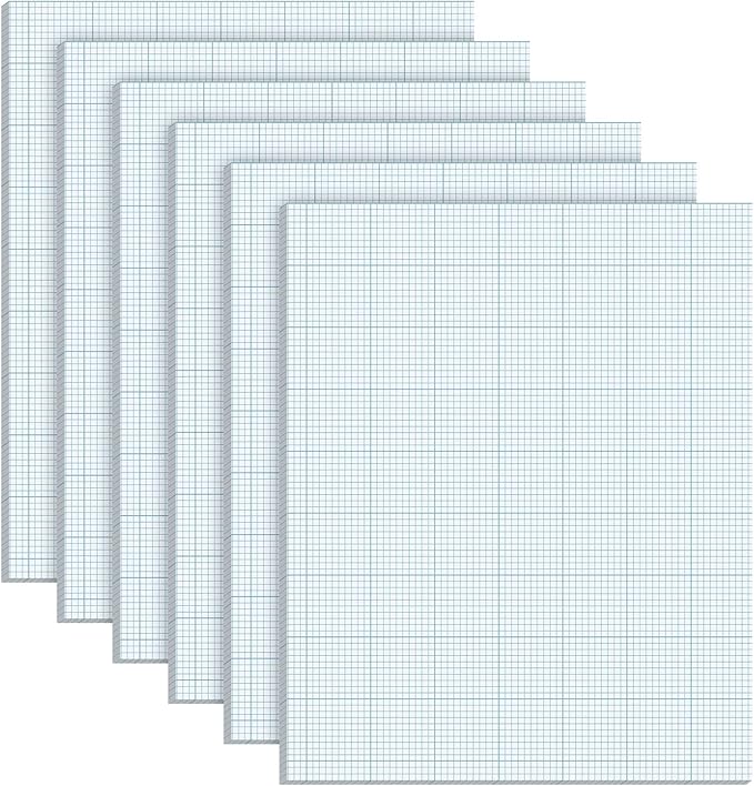 Ctosree 6 Pcs 8.5 x 11 Quadrille Pads 10 Squares Per Graph Paper Pad Back to School Engineer Grid Paper Pad for School Supplies 50 Sheets/Pack