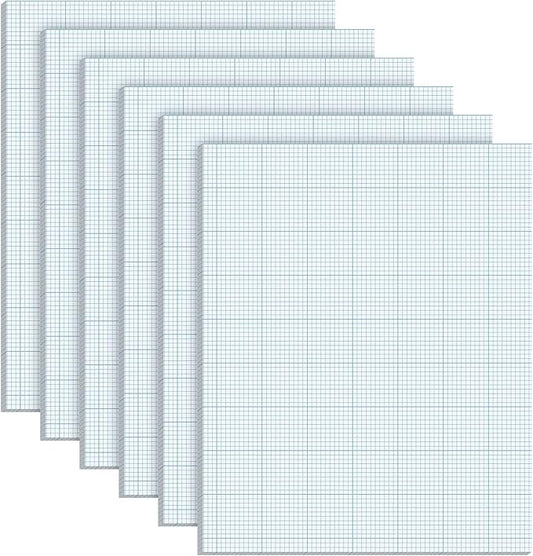 Ctosree 6 Pcs 8.5 x 11 Quadrille Pads 10 Squares Per Graph Paper Pad Back to School Engineer Grid Paper Pad for School Supplies 50 Sheets/Pack