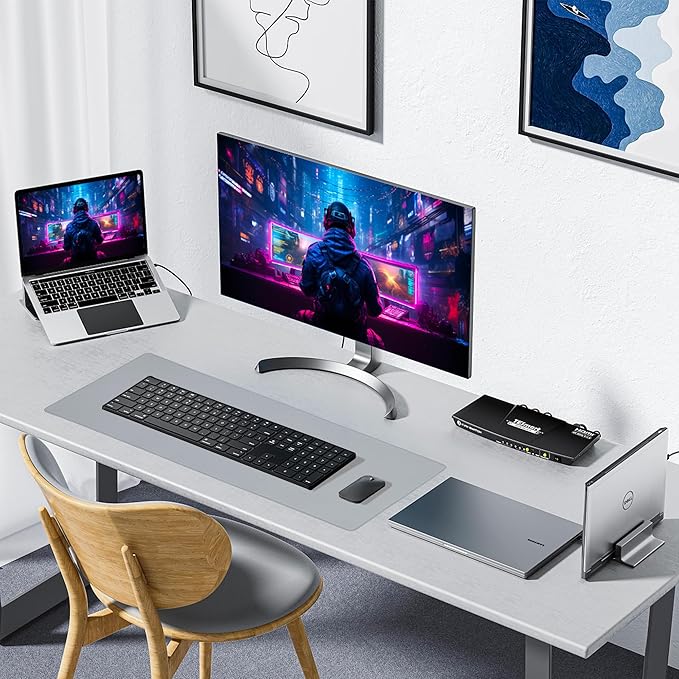 ALOANES Waterproof Mouse Pad with Durable Stitched Edge, Large Gaming Keyboard Pad, Non-Slip Rubber Base Mouse Mat, Extended Desk pad for Gamer, Office & Home, Gray Mousepad 31.5''x 15.7''x 0.12''