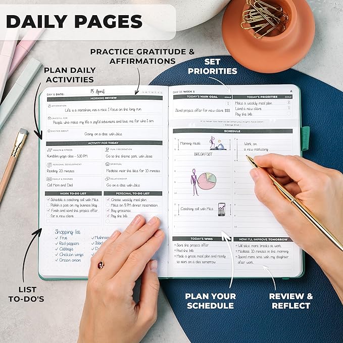 Clever Fox Ultimate Achiever’s Goal Planner - Focus & Productivity 90 Day Journal. Undated Daily Weekly Monthly Planner Organizer & Hourly Schedule Notebook - Hardcover, A5 Size, Turquoise