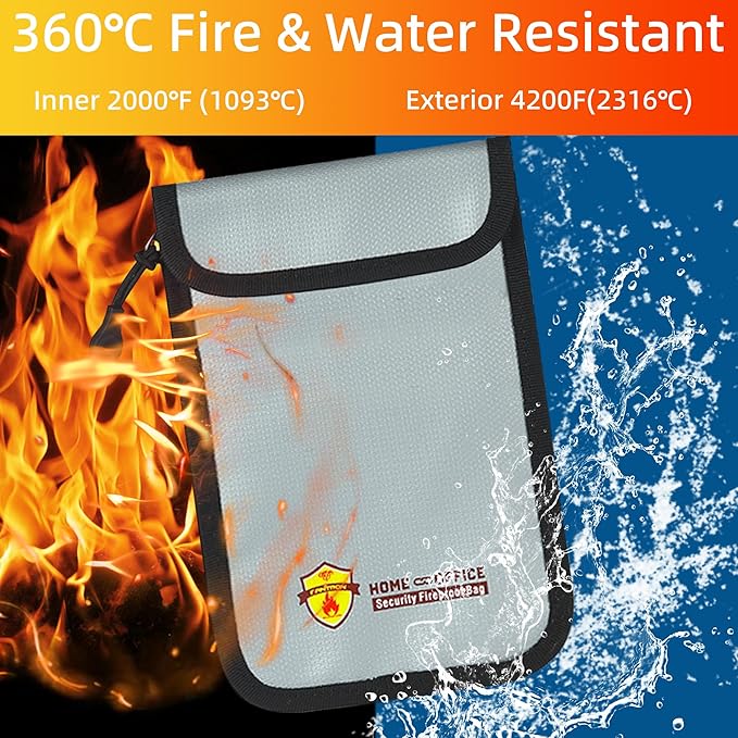 2 Pack Small Fireproof Bag(5.2 x 8 inches), Fireproof Wallet Pouch, Non-itchy Waterproof Cash Bag for Cash, Valuables, Passport, Currency & Keys
