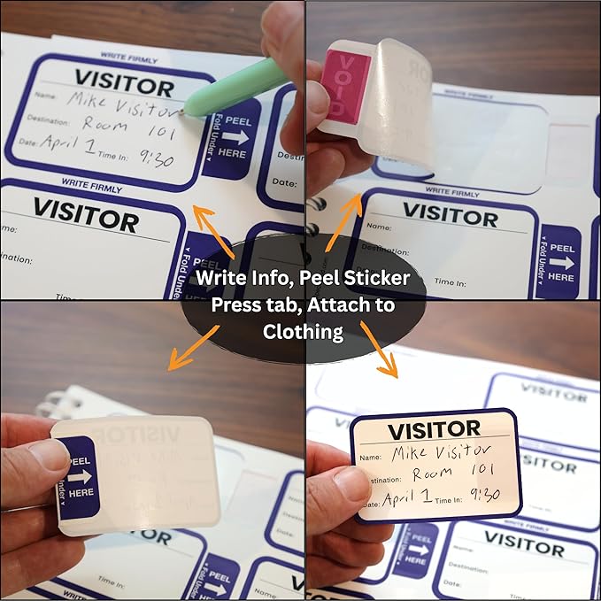 Specialist ID Visitor Log Book for Business or Schools - Expiring Visitor Sticker Badges and Sign in Book with Carbon Copy Record Keeping for Guest Tracking - Spiral Binder Registry (500 Badges)