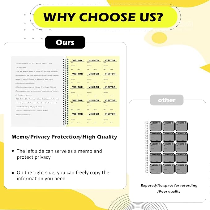 2 Pack of Visitor Badges Registry Log with Carbon Copy Protecting Privacy Pages Visitor Stickers 8.5x11 Inch Visitor Log Book School Church Business Pass Guest Book - 450 Badges 60 Memo Pages (2)