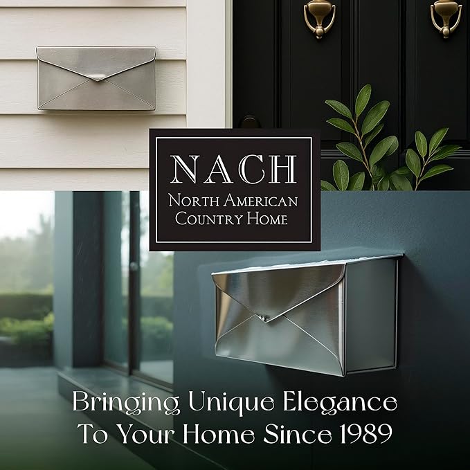 NACH Mailboxes for Outside Wall Mount, 12.5 x 5 x 10 inch, Stainless Steel Mail Box Wall Mounted, Waterproof Mailbox for Door - The Modern Envelope Mailbox