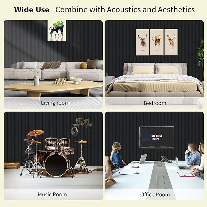 AUTORIFIC Acoustic Panels,5 Pack Sound Panels Noise Reducing for Walls,47.2"x23.6"x0.35" Soundproof Wall Panels,High-Density Acoustic Wall Panels,Decorative Wall Sound Absorbing Panel,Black