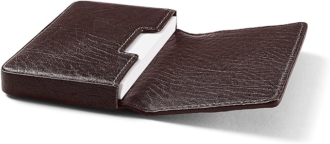 Leatherology Premium Espresso Business Card Case, Magnetic Closure ID Holder, Full Grain Leather