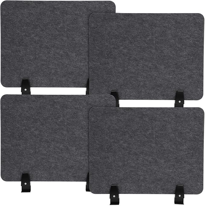 4pcs Privacy Panels,Standing Desk Divider,Desktop Office Furniture Partitions Stand Up Desk Privacy Panel, Clamp-On Acoustic Desk Divider Mounted Privacy Panel, 20.9" x 16" (Dark Grey)
