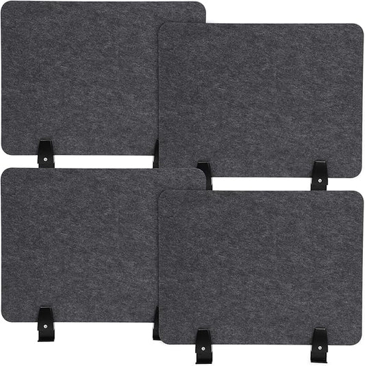 4pcs Privacy Panels,Standing Desk Divider,Desktop Office Furniture Partitions Stand Up Desk Privacy Panel, Clamp-On Acoustic Desk Divider Mounted Privacy Panel, 20.9" x 16" (Dark Grey)