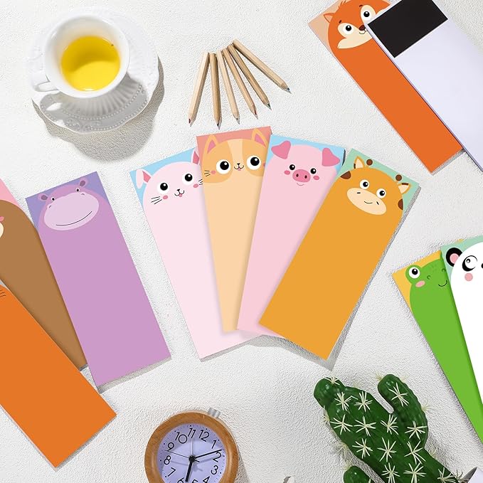 Gersoniel 12 Packs Magnetic Notepads for Refrigerator Monthly Grocery Magnetic List Set to Do List Pads Back Memo Notepad 9 x 3.5 Inches for Fridge Kitchen Shopping Grocery(Multicolor,Animal)