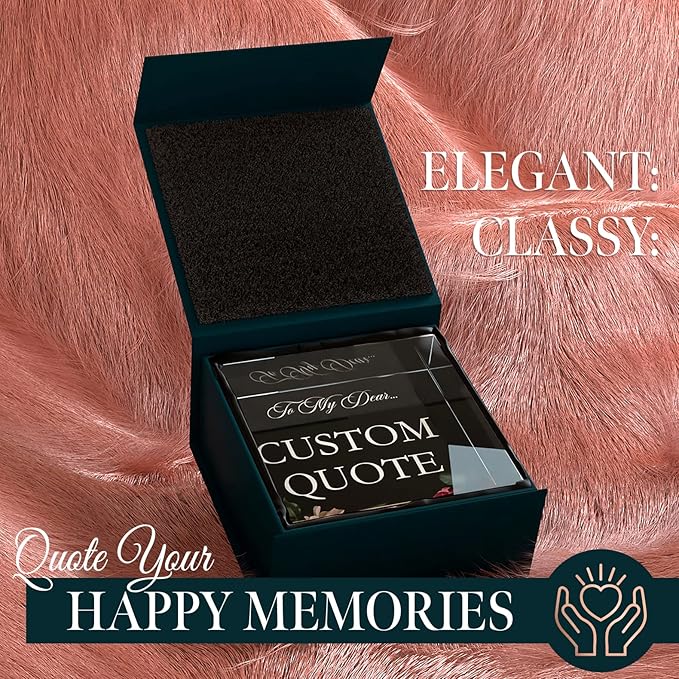 Personalized Gifts, Custom Quote Block Letter Board,Crystal-Clear Acrylic with Gift Box,17 Styles, Holiday and Christmas Gift for Mom, Dad, Girlfriend, Him or Her, Husband, Wife (4"x4, Floweret)