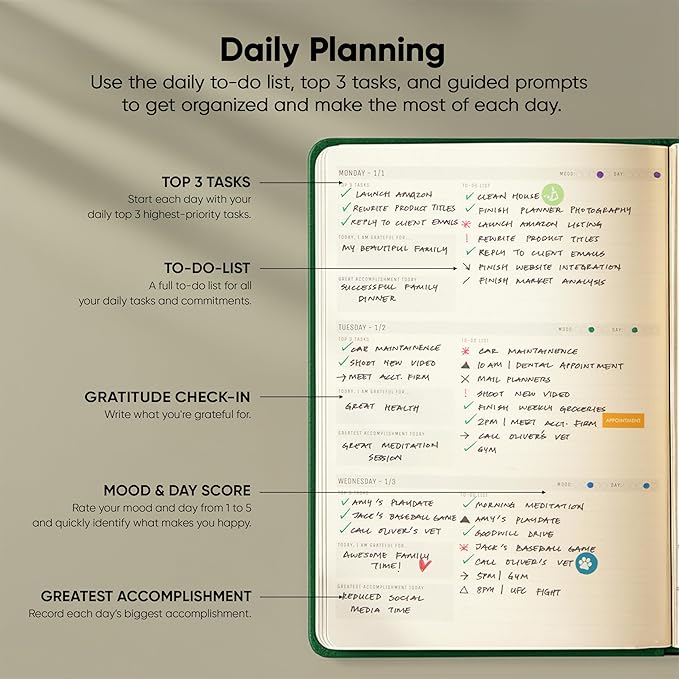Dated, 2026 Planner, 5.8” x 8.3” - The #1 Productivity Planner to Achieve Your 2026 Goals - Planner 2026-2027 by PRODUCTIVITY STORE (A5, GREEN)